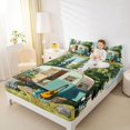 thumbnail image 2 of Manfei Kawaii Camper Fitted Sheet Full 3 Pieces,Cute Adventure Car Bed Set,Turquoise Green,1 Fitted Sheet and 2 Pillowcases, 2 of 6