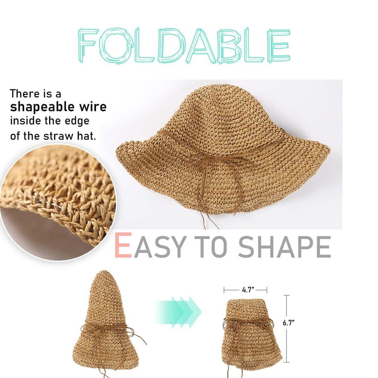 Women Floppy Sun Hat Wide Brim UPF 50+ Beach Hat Packable Cotton Straw Women main image 2