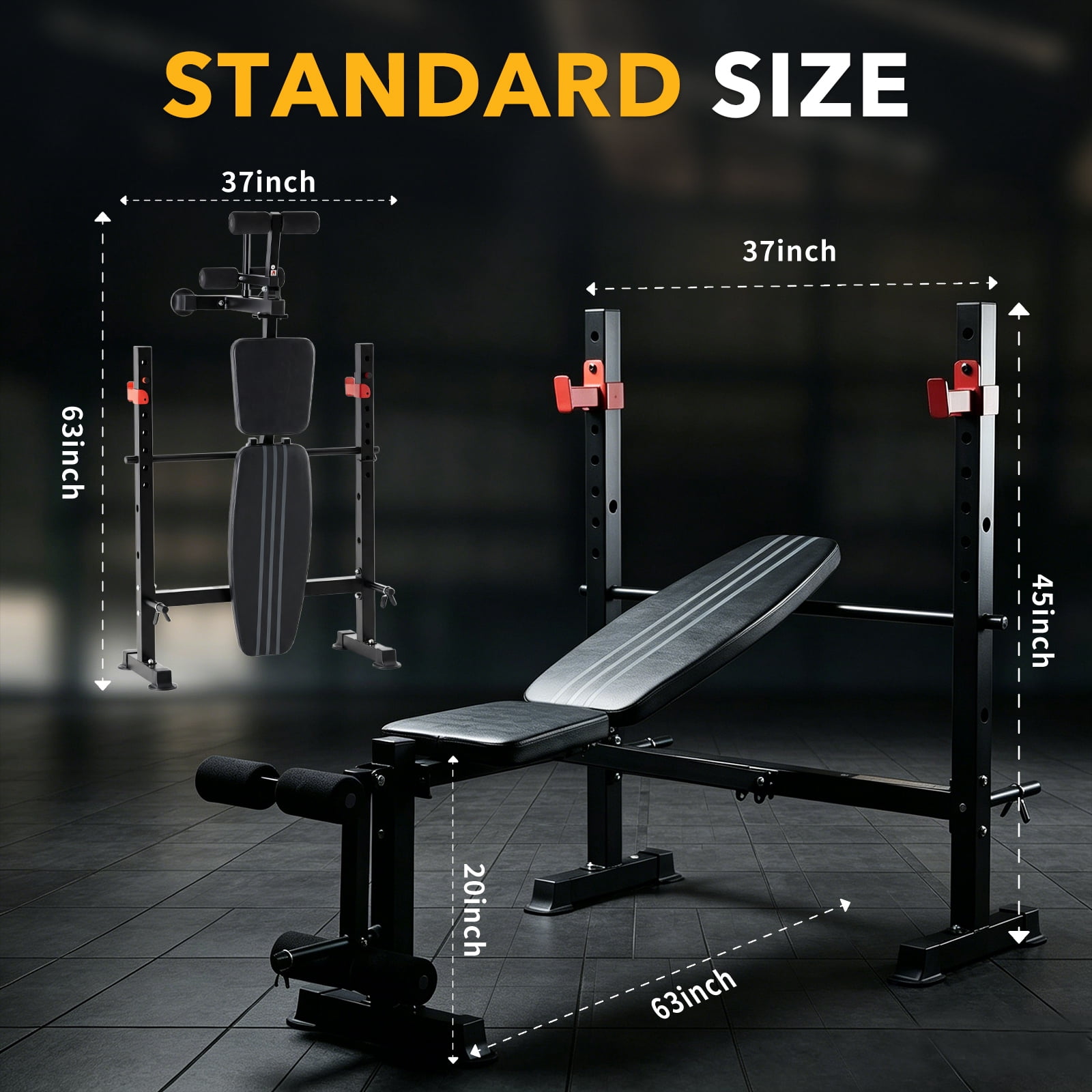 CONCETTA Adjustable Weight Bench Set, Foldable Bench Press with Leg Developer, 650 LBS Heavy-Duty Space Saving Workout Set for Small Apartments Strength Training, Black