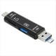 thumbnail image 1 of Lector de Tarjetas de Memoria Multifunción USB 3.0 Tipo C, USB-C, Micro-USB, SD, TF, para Android, Adaptador OTG Tipo C, Color Negro., 1 of 7