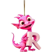 Beautynvta 26 Initial Letter Ornaments Christmas Tree Decoration, 3.15'' Acrylic Dinosaur Letter Christmas Pendant, Personalized Christmas Gifts Hanging Ornaments for Xmas Decor, R