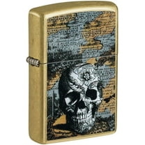 Zippo Lighter - Customized Message on Floral Skull Street Brass Pocket 46577