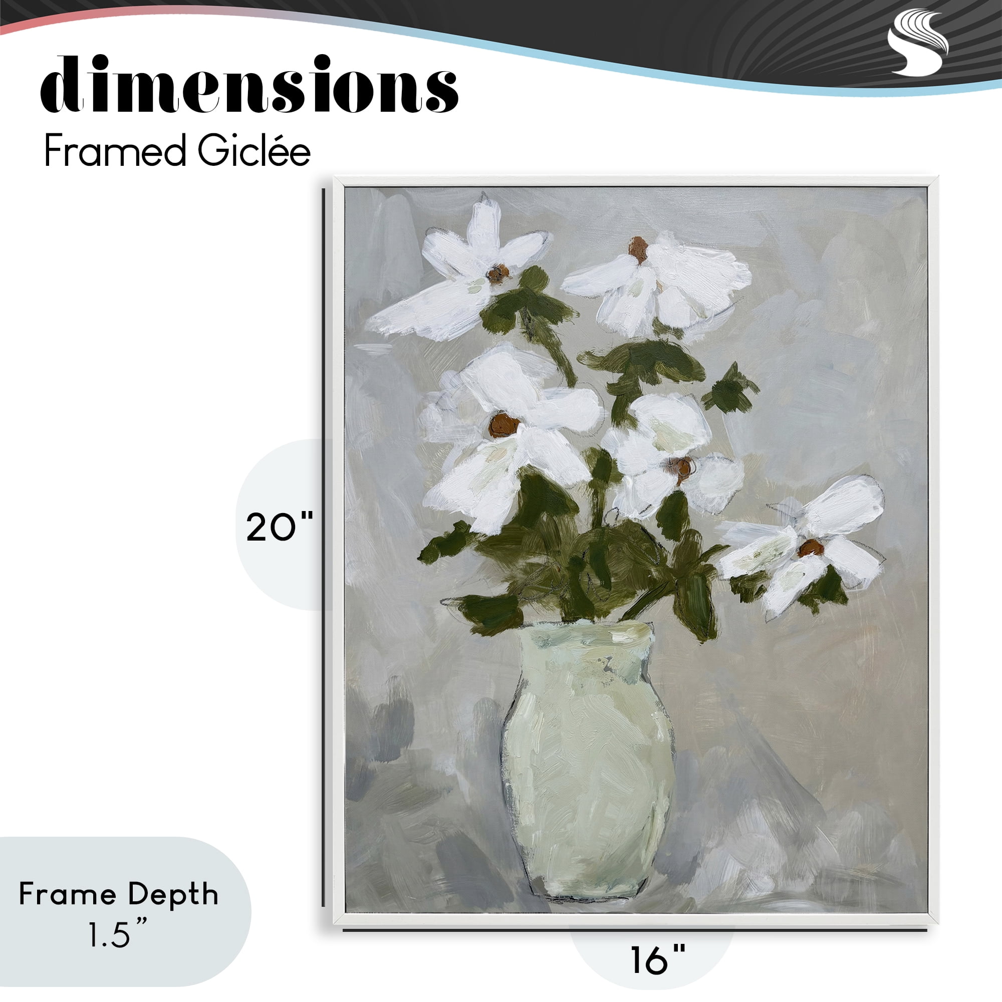 Stupell Industries Cosmos Flowers Serene Rustic Vase White Framed Giclee Art, design by Chloe Elliot