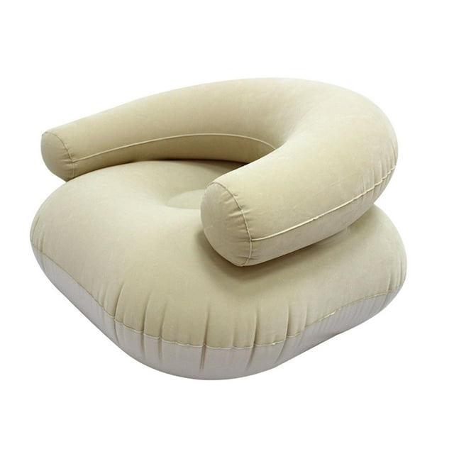 Lipstore Inflatable Lounge Chair Soft Inflatable Lounger for Courtyard Indoor Bedroom Beige