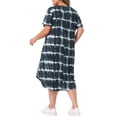 thumbnail image 3 of Agnes Orinda Women's Plus Size Nightgowns Tie Dye Crew Neck Short Sleeve Pajamas Soft Sleepwear Lounge Midi Sleepdress 4X Gray Black, 3 of 6