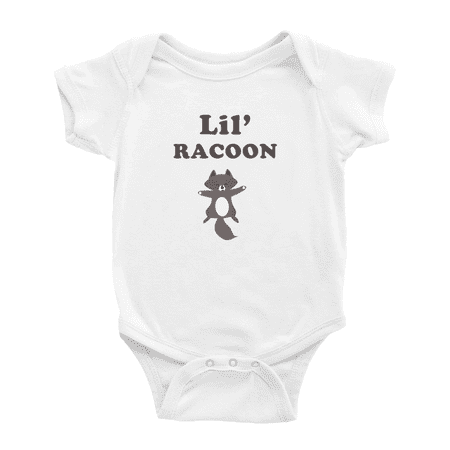 

Cute Baby Jumpsuit Lil Racoon Animal Funny Boy & Gril Romper Bodysuit (White 0-3 Months