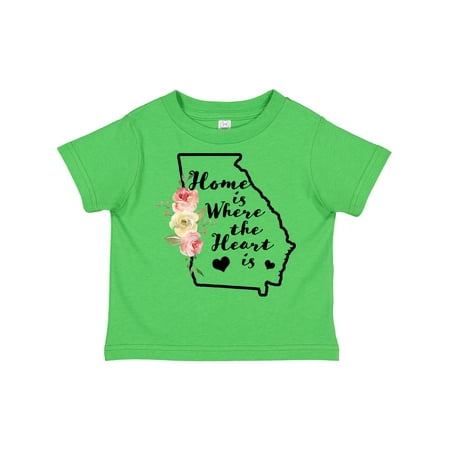 

Inktastic Georgia Home Where the Heart is with Watercolor Floral Boys or Girls Toddler T-Shirt