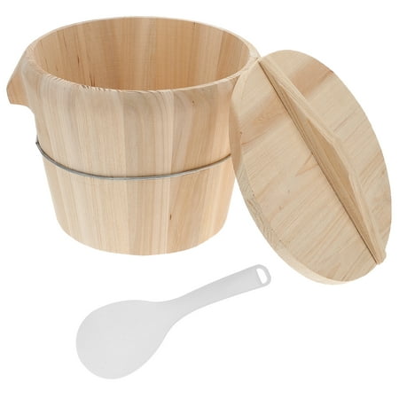 

NUOLUX 1pc Wooden Steaming Rice Bucket Kitchen Tool Flat Lid Steamed Rice Barrel