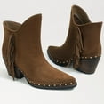 thumbnail image 2 of Sam Edelman Willie Pointed Toe Western Block Heel Womens Fringe Ankle Bootie (HAZELNUT, 10.5), 2 of 6
