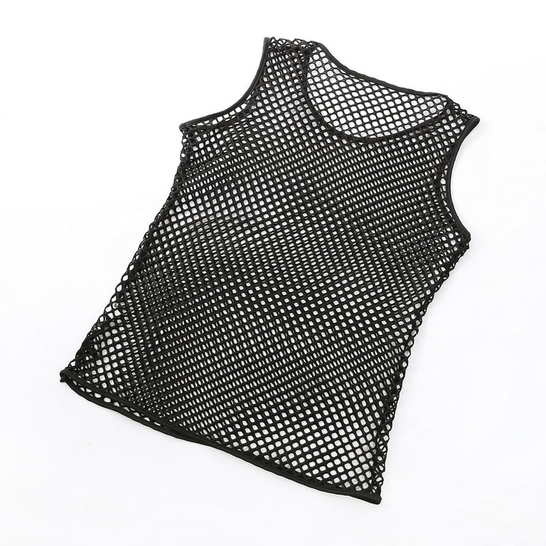 ZIYIXIN Men's Sleeveless Fish Net String Mesh Fitted Vest Casual