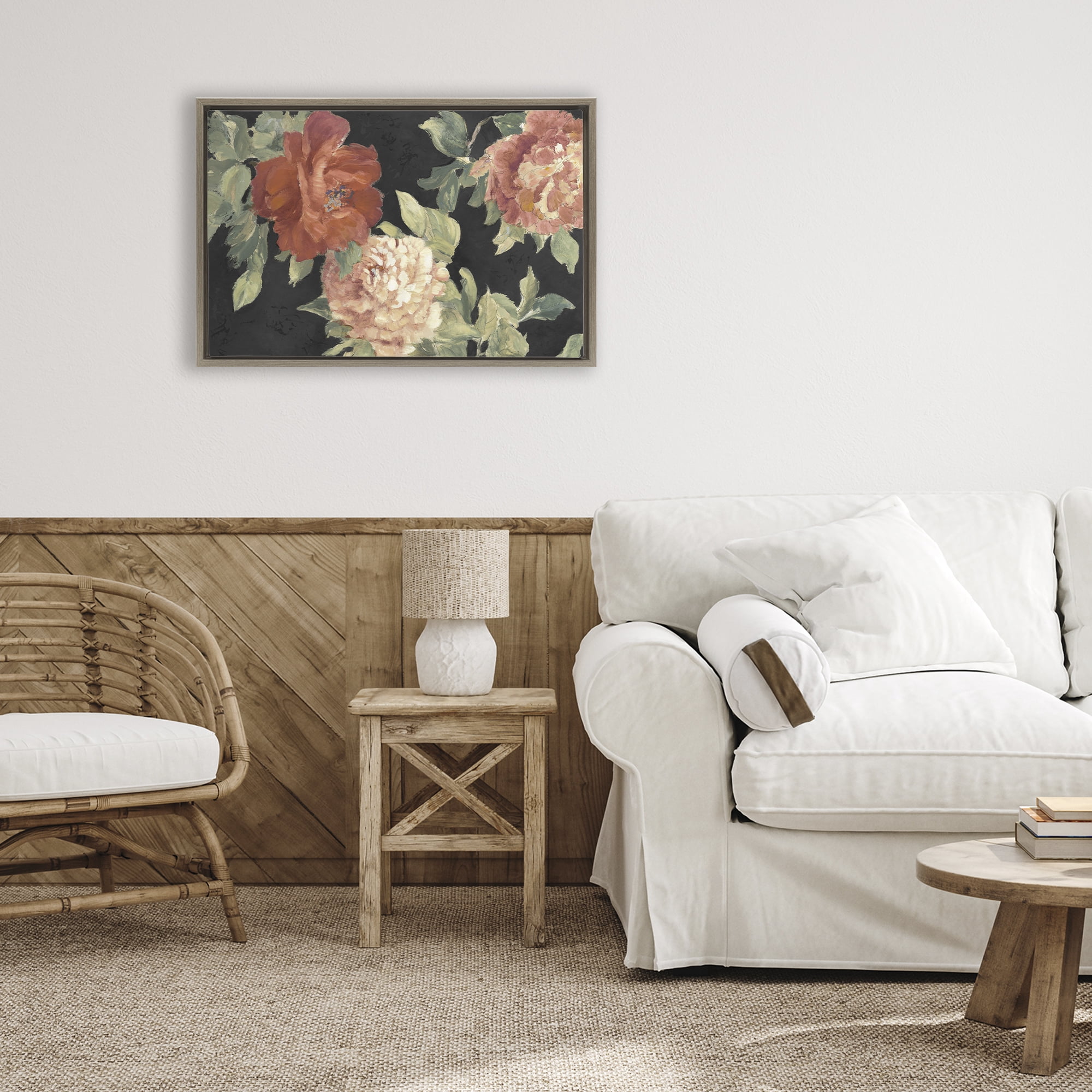 Stupell Industries Beauty of the Red Blossom Brown Framed Floater Canvas Wall Art, design by Lanie Loreth