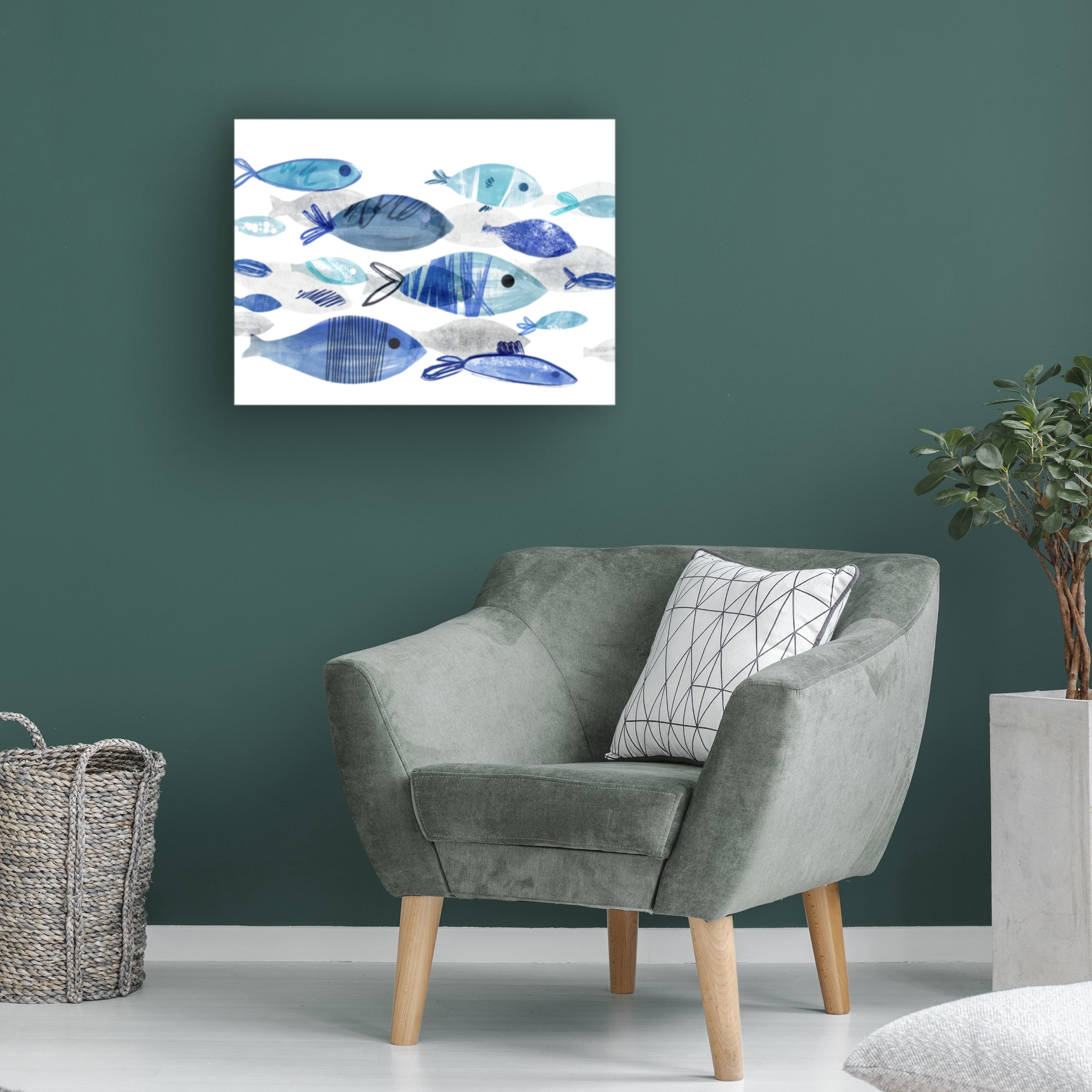 Annie Warren 'Fish Parade I' Canvas Art