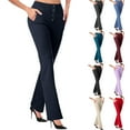thumbnail image 5 of Women's Stretchy Bootcut Work Pants - High Waisted Slim Fit with Side Pockets, Dark Blue Size S, 5 of 5