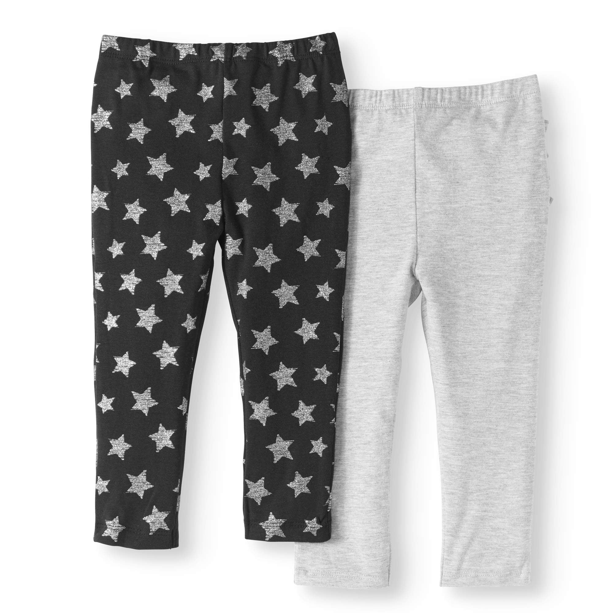 Quiltex Girls 2 Pack Printed Leggings with Elastic Waistband