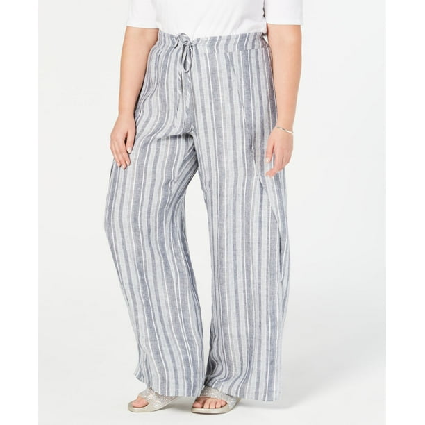 INC Pants - Women's Plus Striped Linen Blend Pants Stretch 2X - Walmart.com - Walmart.com