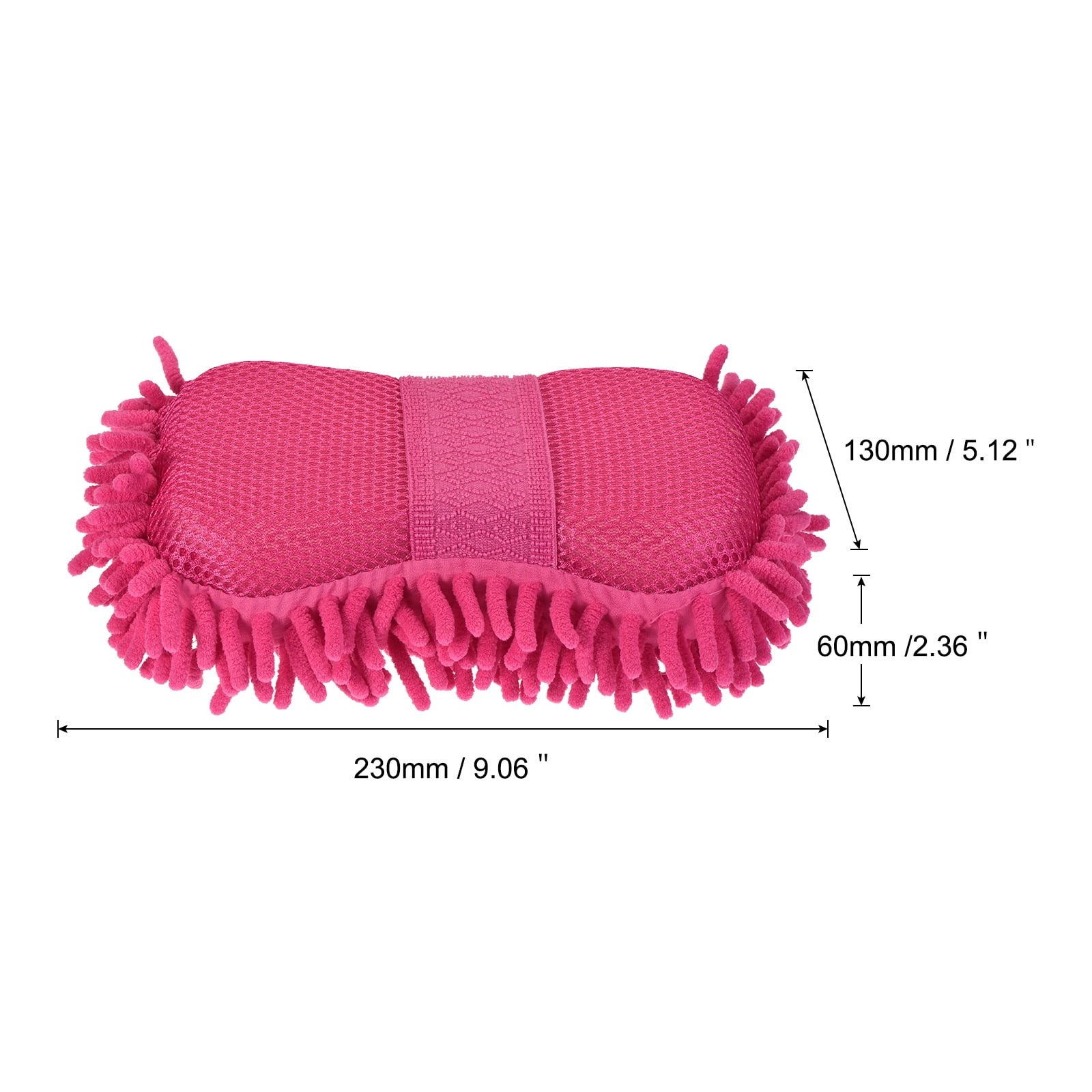 Unique Bargains Chenille Wash Gloves Microfiber Washing Sponge Mitten Dry Duster Pink