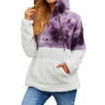 thumbnail image 3 of TWZH Women Casual Colorblock Hooded Pocket Long Sleeve Sweatshirt, 3 of 7