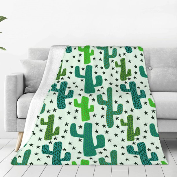Fotbe Cactus 1 Manta de Franela Acolchonada con Estampado, Súper Suave y Esponjosa, Extra Grande para Sofá, Cama, Uso Todo el Año-40"x30"