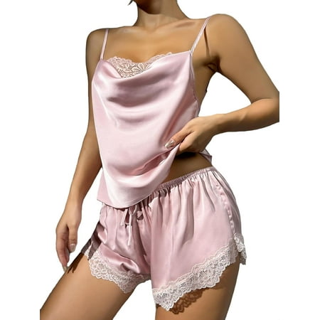 

Sexy Plain Spaghetti Strap Cami Top Shorts Sleeveless Dusty Pink Women Pajama Sets (Women s)