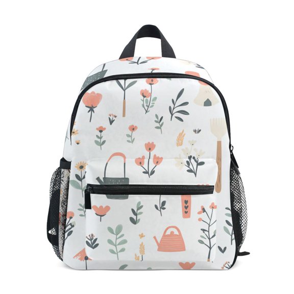 FORMRS Kids School Backpack with Front Zippered Pocket 12" Student Travel Daypack, Garden Pattern