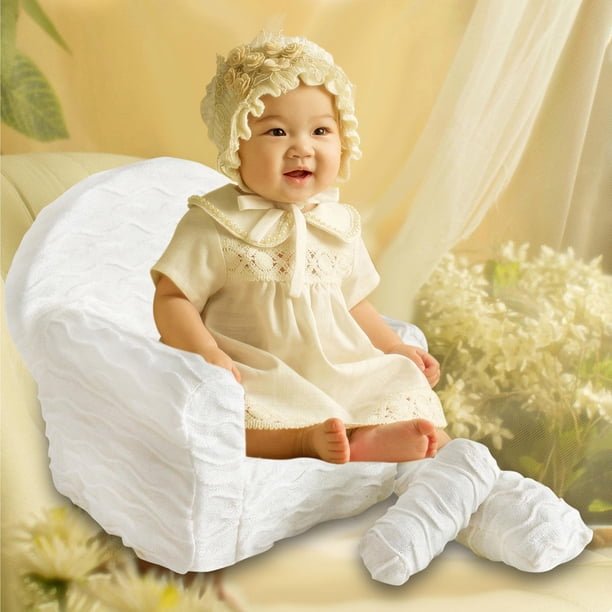 Sofá para fotografía de recién nacido Accesorios de fotografía para recién nacidos Decoración Traje de foto amigable con la piel Juego de sofá Blanco