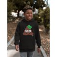 thumbnail image 2 of Lucky Poo Emoji - Fun Clover Charm Design Youth's Hoodie, 2 of 4