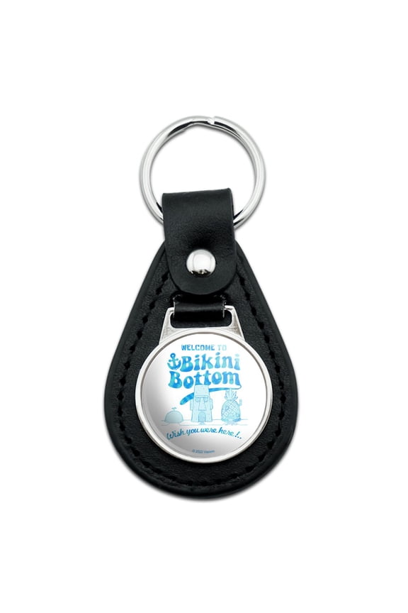 Black Leather SpongeBob Bikini Bottom Welcome Keychain