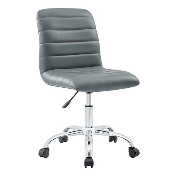 Scranton & Co Modern Vinyl/Nylon Mid-Back Armless Swivel Office Chair in Gray