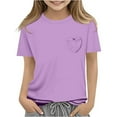 thumbnail image 4 of Kiijoy Big Girls Solid Short Sleeve Heart Pocket T Shirt, Sizes 2-15, 4 of 8
