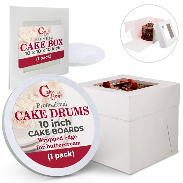 Cake Boxes Cakebon Cake, redondo de 10 pulgadas, blanco con ventana, paquete de 1