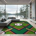 thumbnail image 2 of ODIKA 8'x10' Washable Area Rug Sport Design With Crossed Bats Ball And Stitched Seam Accents Baseball Field for King Size Bedroom Under Bed, Master Suite, Non-Shedding, Easy Care, 2 of 7