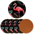 thumbnail image 2 of Flamingo 6PCS Round Coasters Set, Microfiber Leather Drink Coasters with Holder, 11x11 cm/4.3x4.3 in, 2 of 6