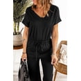 thumbnail image 2 of ABPHQTO Mono negro de mujer con cuello en V y manga corta, 2 of 5