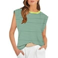 thumbnail image 2 of HADST Women's Cap Sleeve Tank Top Casual Summer Striped Tops Loose Fit Basic Round Neck T-Shirt, 2 of 3