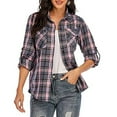 thumbnail image 6 of DondPO Long Sleeve Shirts Dress Shirts for Women Plaid Shirts For Women Long Sleeve Button Down Christmas Fall Jacket Womens Tops Flannel Shirt Purple M, 6 of 8
