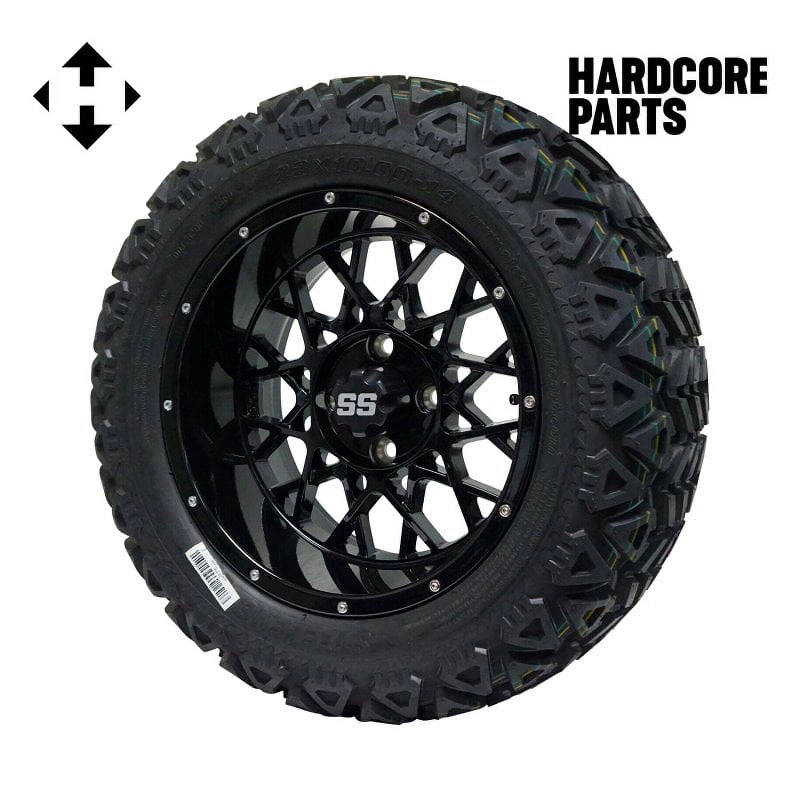 Hardcore Parts 6” Heavy Duty Double A-Arm Suspension Lift Kit for Club Car PRECEDENT Golf Cart (2004+) with 14" Black 'Venom' wheel Wheels and 23"x10"-14 DOT rated All-Terrain tires