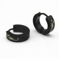thumbnail image 4 of Pendientes Huggie Yuyangstore de aro de acero inoxidable negro para mujer, 4 of 8
