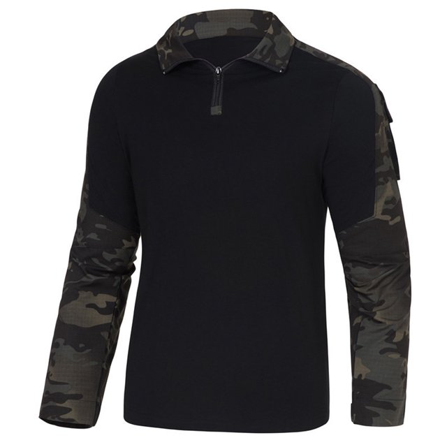 Pull - top militar con cremallera de cuarto para deportes al aire libre de manga larga en verano Pull - top militar negro CPL