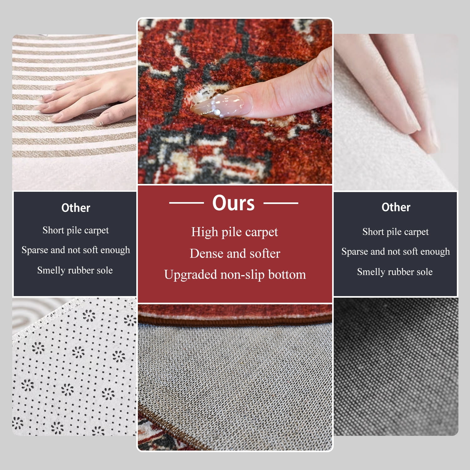 Pentantan 5'x7' Area Rug for Living Room, Red Retro Style Washable Rug with Anti-Slip Backing
