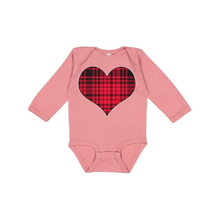 

Inktastic Red Plaid Heart Gift Baby Boy or Baby Girl Long Sleeve Bodysuit