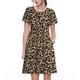 thumbnail image 1 of Fotbe Leopard Print-1 Vestido Largo de Moda para Mujer, Vestido Tipo Camiseta con Manga Corta y Estilo Casual a Rayas y Bloques de Color, 1 of 6