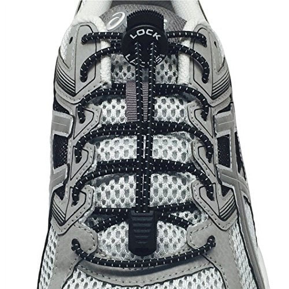 LOCK LACES (Elastic No Tie Shoe Laces) (Pack of 3) (Black-White-Gray) - image 2 of 4