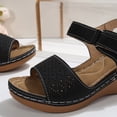 thumbnail image 3 of HomeDM Women's Wedge Sandals Open Toe Ankle Strap Arch Support Summer Walking Beach Sandals, Black Size 7.5, 3 of 9