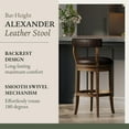 thumbnail image 5 of Maven Lane Alexander 26 Inch Tall Counter Height Rotating Low Back Barstool in Walnut Finish with Marksman Saddle Vegan Leather Seat, Set of 4, 5 of 8