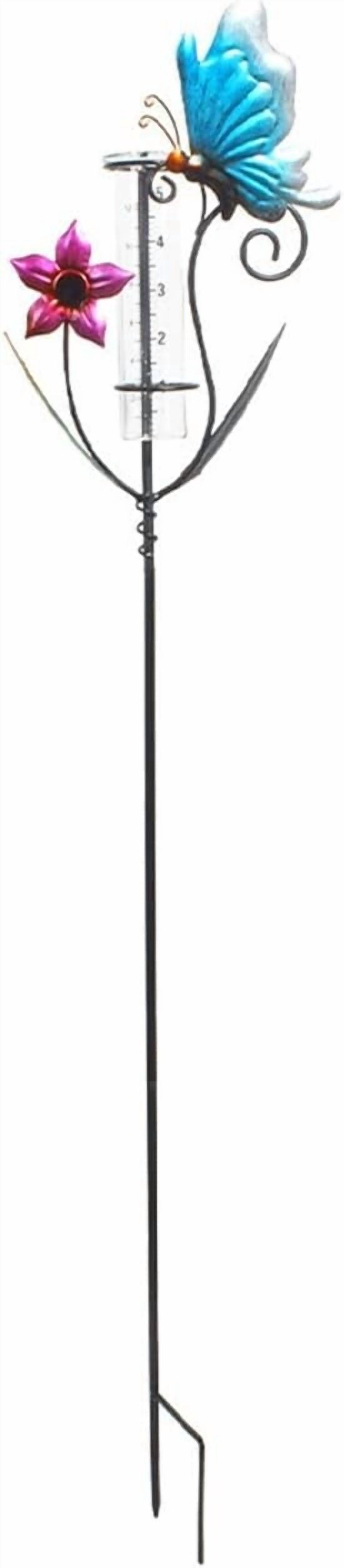 Hummingbird Rain Gauge 35.4in Metal Waterproof for Yard Lawn PatioBlue