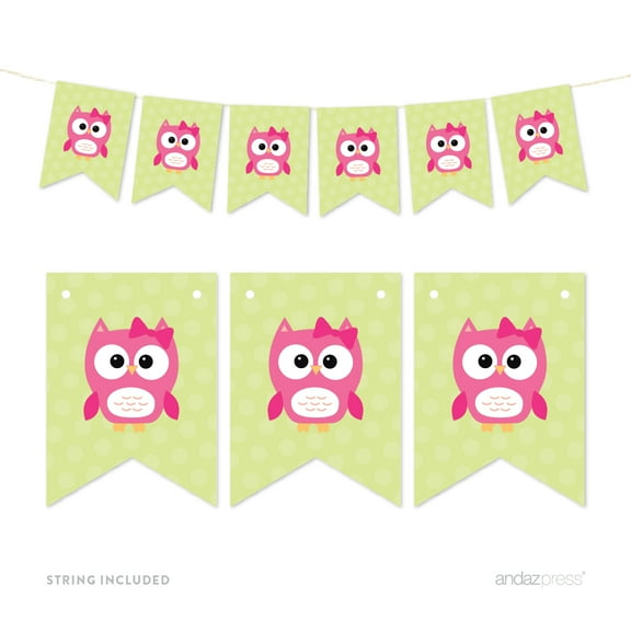 Girl Pennant Party Banner Owl