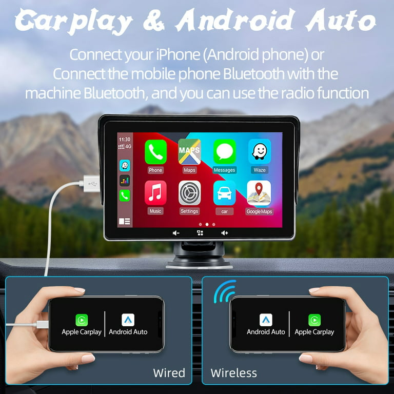 Polarlander 1 Din 5 Touch Screen Bluetooth Car Stereo Media Receiver Apple  CarPlayer Android Auto Car Radio with Support Hands Free Calling FM SWC