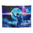 thumbnail image 5 of Creowell  Astronaut Tapestry Plants Jellyfish Wall Tapestry Neon Galaxy Space Tapestry Wall Hanging for Room  60x50inch, 5 of 6