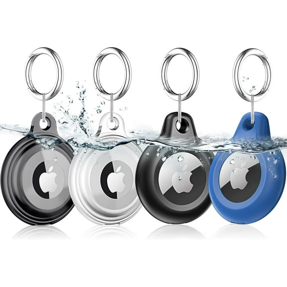 4-Pack AirTag Keychain for Apple Airtags Holder, Shockproof, Waterproof, Dustproof, Anti-Scratch Case for Wallet, Luggage, Cat, Dog, Pets