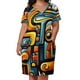thumbnail image 3 of Vestido de mujer con bolsillos sueltos y grafiti abstracto, vestido de noche, vestido de mujer elegante de lujo, 3 of 7